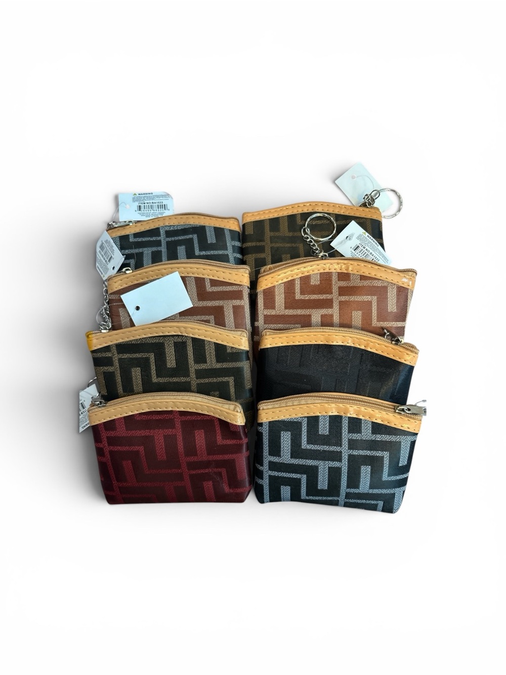 Geo Pattern Zip Coin Pouch - Multicolor